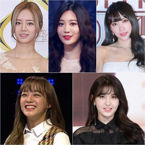 28일 해피투게더 측은 오는 4월 23일 혜리(왼쪽부터), 유라, 하니, 세정(하측 왼쪽), 전소미가  쟁반노래방 리턴즈에 출연한다고 밝혔다. <KBS 제공>